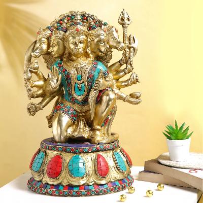 Brass Panchmukhi Hanuman Statue