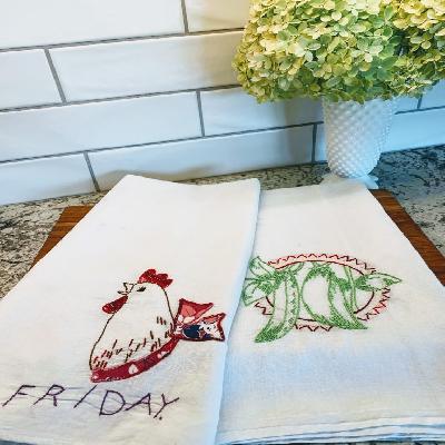 Embroidered Tea Towel