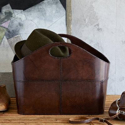 Leather Basket 