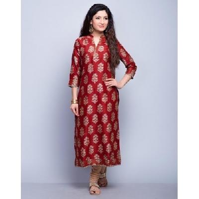 Printed Silk Kurti