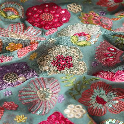 Viscose Embroidered Fabric