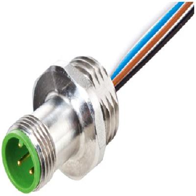 M12 Male Receptacle A-Cod Front Mount Connector