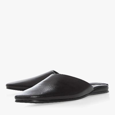 Black Leather Slippers