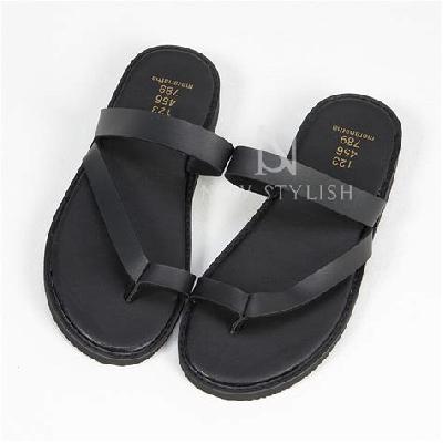 Leather Black Slippers