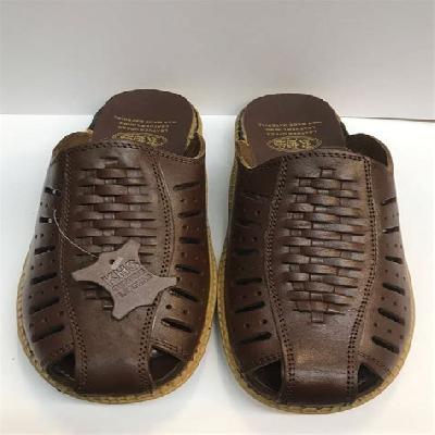 Plain Brown Leather Slippers