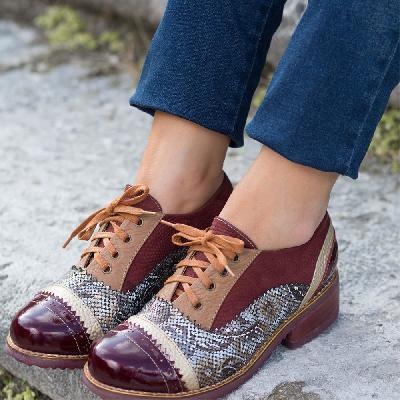 Women Maroon Leather Casual Shoes
