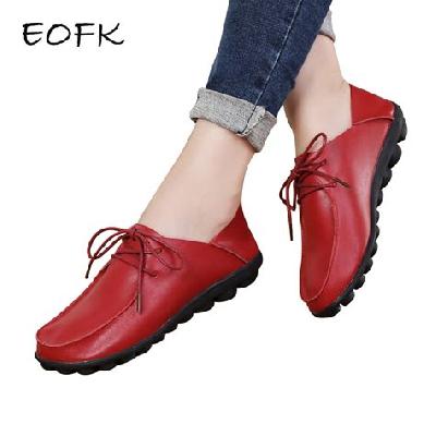 Women Red Leather Casual Shoes