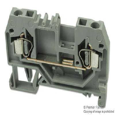 Front-entry rail-mounted terminal blocks