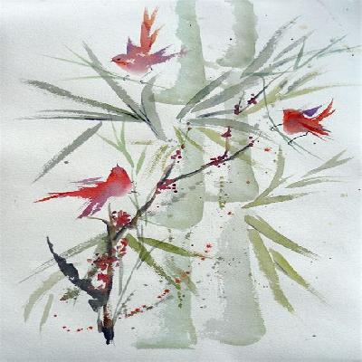 Bamboo Birds Painting