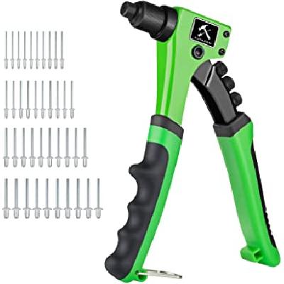 Cheston Hand Riveter Gun Kit Heavy Duty Single Hand Manual Riveter With 40 Pcs Set Rivets For Metal