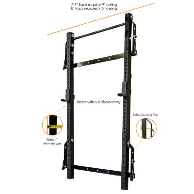Wall Mounted Foldable Squat Rack With Pull Up Bar