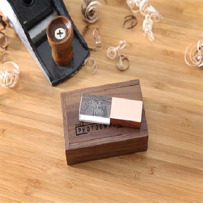 Wooden Box With Metal USB Pen Drive