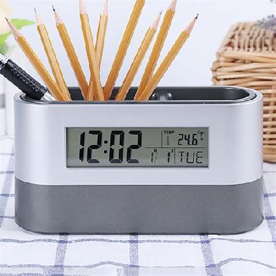 Digital Clock With Pen Stand