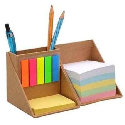 Folding Wooden Cube With Memo Pad And Tumbler