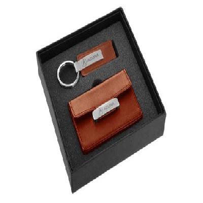 Leather Wallet Card Holder Belt With Key Chain Gift Set