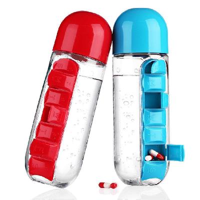 Pill storage water bottle