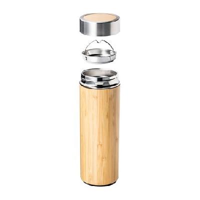 Stainless Steel Bamboo Flask Bottle With Strainer