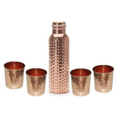 Copper Hammered Bottle Set