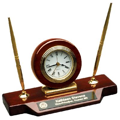 Table Clock with Two Pen Holder 