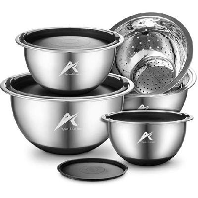 Stainless Steel Bowl With Lid And 3 Interchangable Greater