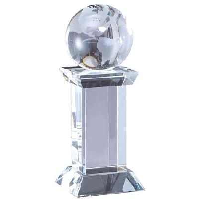Golden Brass Crystal Globe Trophy