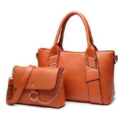 Brown Color PU Leather Tote Bag
