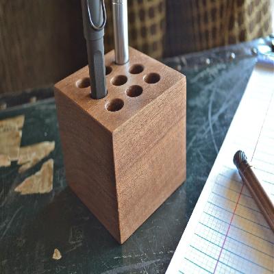 Wooden Pen Stand With Coaster