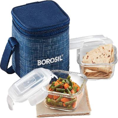 Borosil Split Duo Microwavable Glass Lunch Box