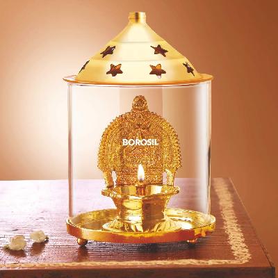 Brass Borosil Glass Shree Ganpati Diya