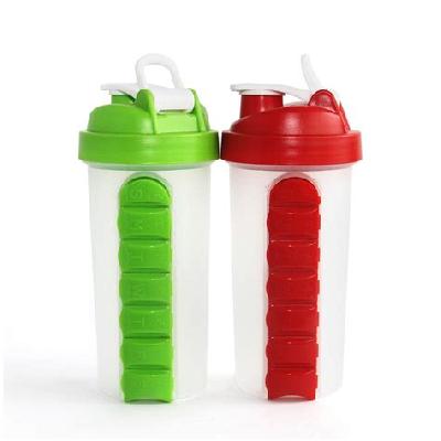 Gym Shaker with Pill Organiser Plastic Shaker 700 Ml