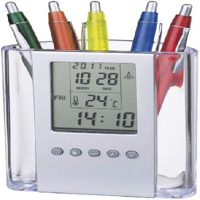 Promotional Table Clock with pen holder