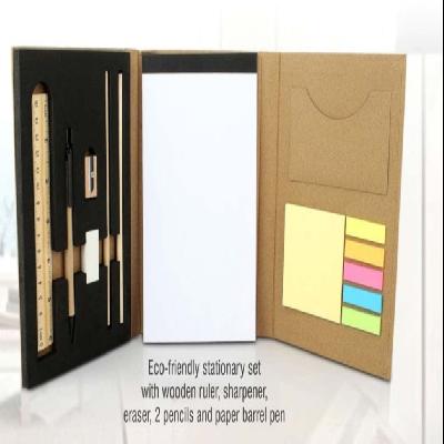 3 Fold Notebook with Wooden Stationary Set