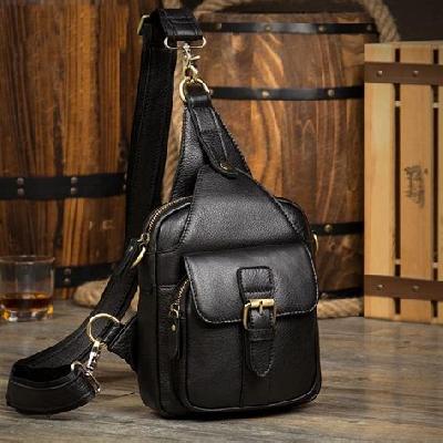 Black Leather Sling Bag