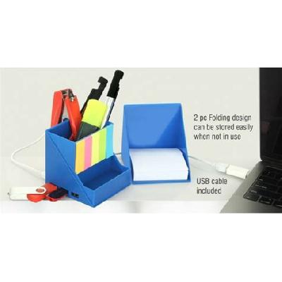 Folding USB Hub Tumbler with Notepad and Sticky Pads
