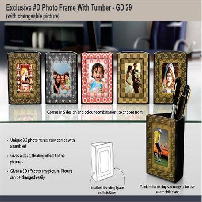 Heart Style 3D Illusion Clock with Dual Photo Frame