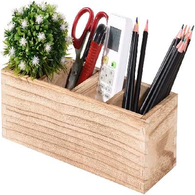 Wooden Desk Top Pen Stand