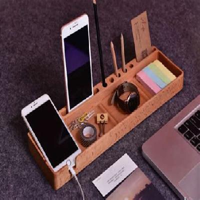 Wooden Desk Top with Mobile and Pen Stand
