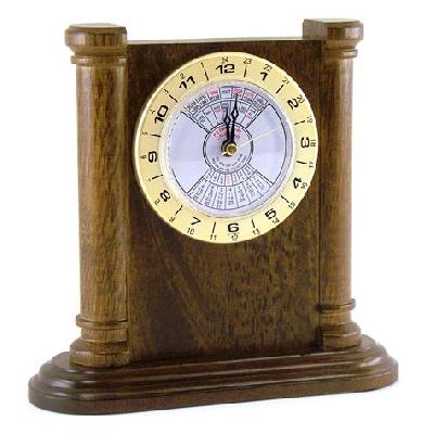 Wooden Perpetual Calendar with Table Clock