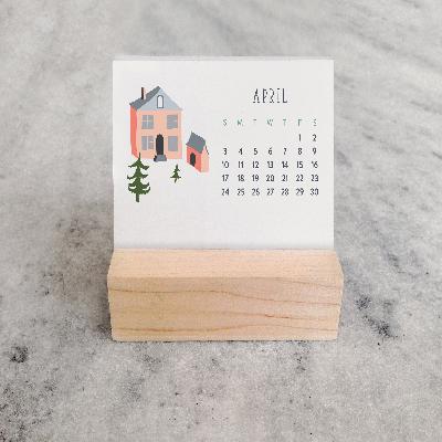 Wood Calender Desk Stand