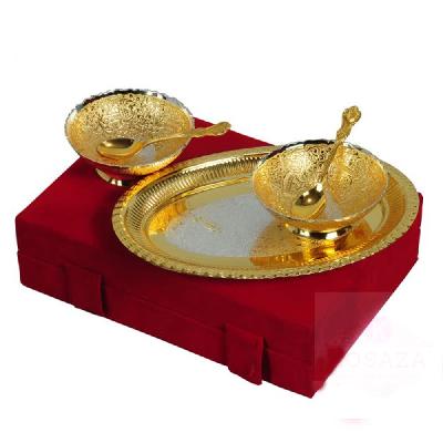 Brass Bowl Set With Tray