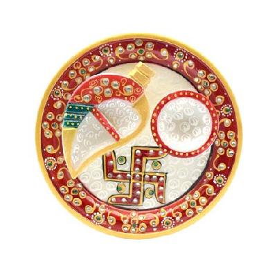 Designer Marble Pooja Thali