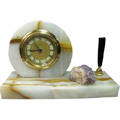 Marble Clock With Pen Stand