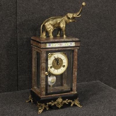 Marble Elephant Statue With Clock