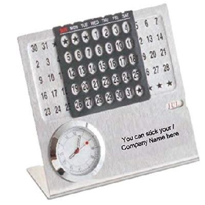 Steel Life Time Calender With Clock Month Display