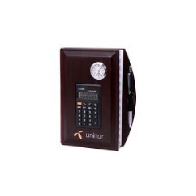 Wooden Diary With Calculator And Clock