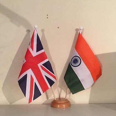Wooden Table Decor Twin Indian Flag
