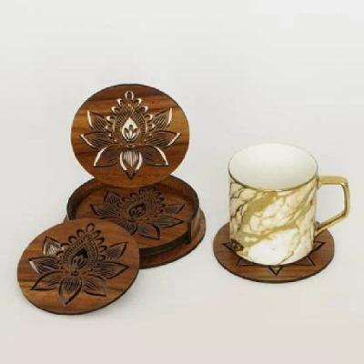 Wooden United Tea Coasters Set with Stand