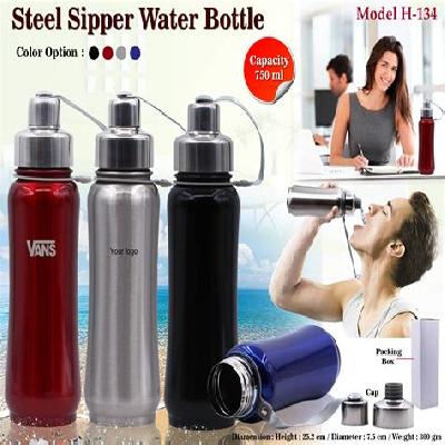 Black Metal Sipper Water Bottle