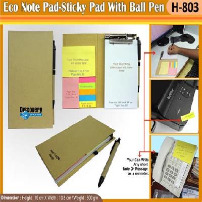 Eco Sticky Note Pad with Ball Pen H-814