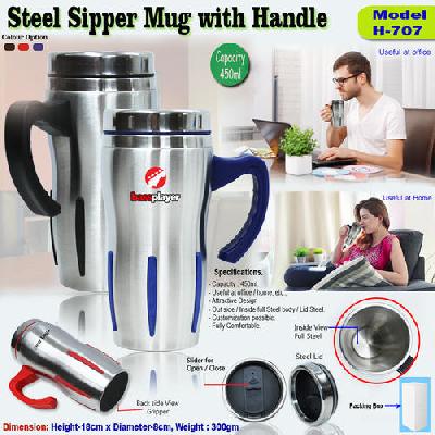 H-707 Steel Sipper Mug With Handle